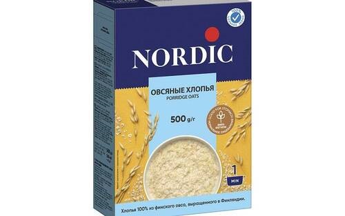 Nordic Хлопья овсяные из цельного зерна, 500 гр
