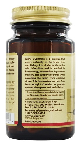 Solgar Ацетил L-Карнитин 250 мг, 30 капсул