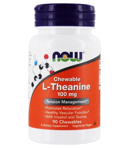 Now Foods L-Теанин 100 мг, 90 жевательных таблеток
