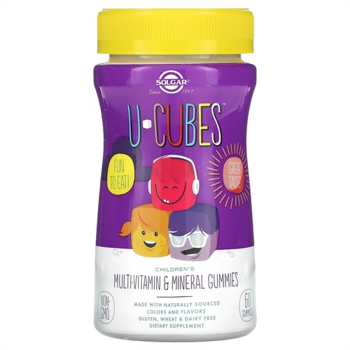 Solgar Мультивитамины для Детей со вкусом ягод, U-CUBES 60 жевательных таблеток