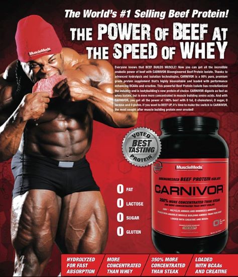 Muscle Meds Beef Protein Isolate, Протеин Изолят Говяжий, Carnivor 949 гр