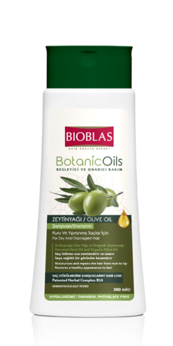 BIOBLAS Шампунь с оливковым маслом для сухих и поврежденных волос, Botanic oils olive oil 360 мл