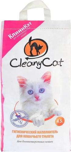 CleanyCat, Наполнитель минеральный, впитывающий для длинношерстных кошек 4,5 л