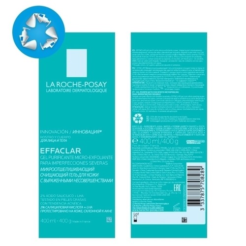 La Roche Posay Effaclar Микроотшелушивающий очищающий гель для кожи с несовершенствами, 400 мл