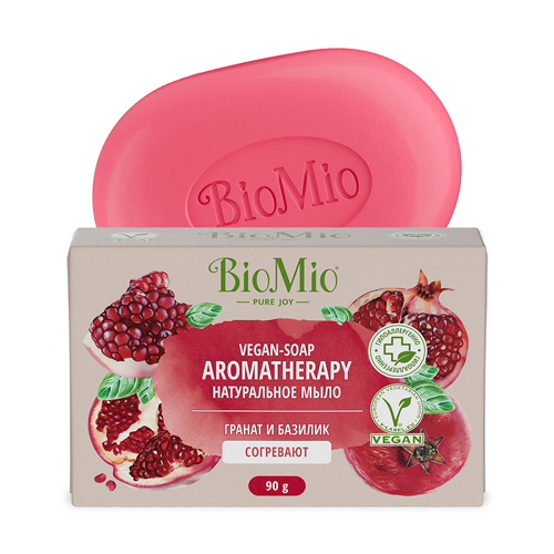 BioMio Натуральное мыло с гранатом и эфирным маслом базилика, 90 гр