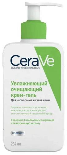 CeraVe Крем-гель очищающий для нормальной и сухой кожи с помпой, 236 мл