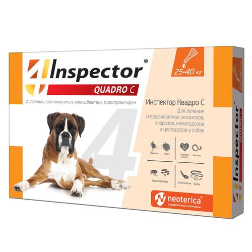 Inspector Quadro C, Инспектор Капли от клещей и блох для собак от 25 до 40 кг
