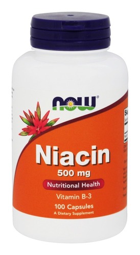 Now Foods Ниацин, Витамин B3, Никотиновая кислота 500 мг, 100 капсул