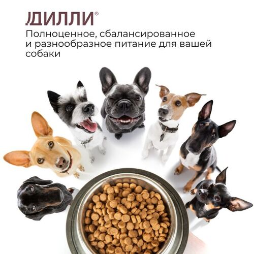 Дилли, Сухой корм для взрослых собак со вкусом печени и овсянки, 14 кг