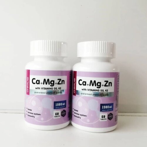 CHIKALAB Комплекс Кальций + Магний + Цинк + К2 + Д3, 60 таблеток