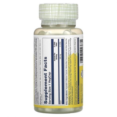 Solary Niacin, Витамин В3 Ниацин, Никатиновая Кислота 500 мг, 100 вег капсул