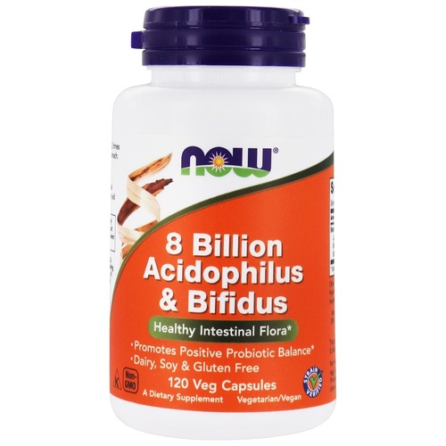 Now Foods Пробиотики, Acidophilus and Bifidus 8 млрд, 120 капсул