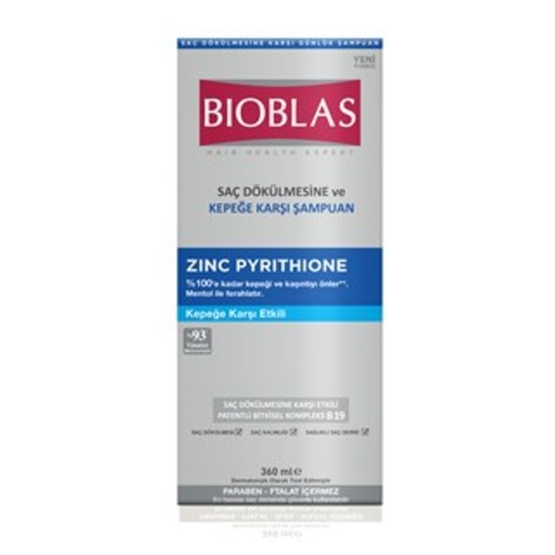 BIOBLAS Шампунь с пиритионом цинка против перхоти, Anti hair loss zinc pyrition 360 мл