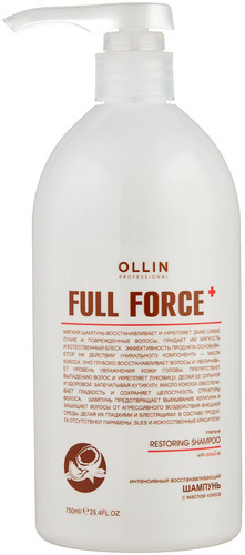OLLIN Professional Full Force Интенсивный восстанавливающий шампунь с маслом кокоса, 750 мл