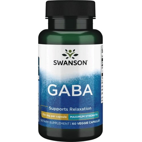 Swanson ГАБА 750 мг, 60 вегетарианских капсул