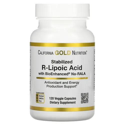 California Gold Nutrition Стабилизированная R-липоевая кислота, 30 растительных капсул
