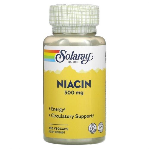 Solary Niacin, Витамин В3 Ниацин, Никатиновая Кислота 500 мг, 100 вег капсул