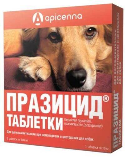 Apicenna, Празицид, Антигельминтик, Таблетки для собак, 6 штук 1 таб/10 кг