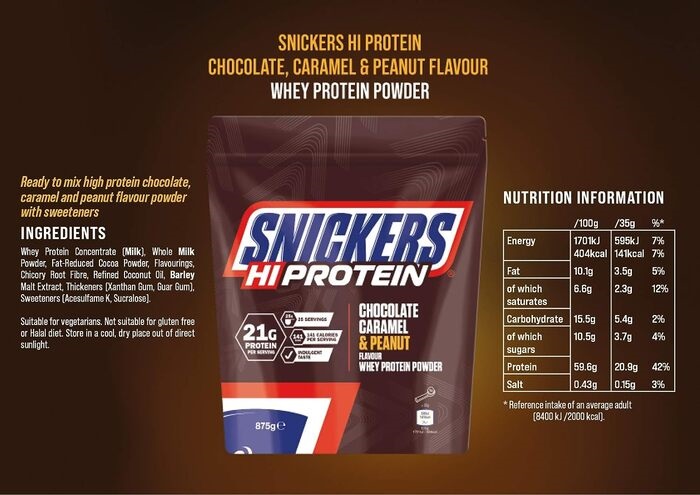 Протеин, Snickers Hi Protein Whey Powder, 875 гр → Mars  ᐈ Купить в Казахстане | Алматы | Астана | Караганда | Megapit.kz
