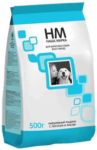 Наша Марка, Сухой корм для взрослых собак (лосось/рис), 500 гр 