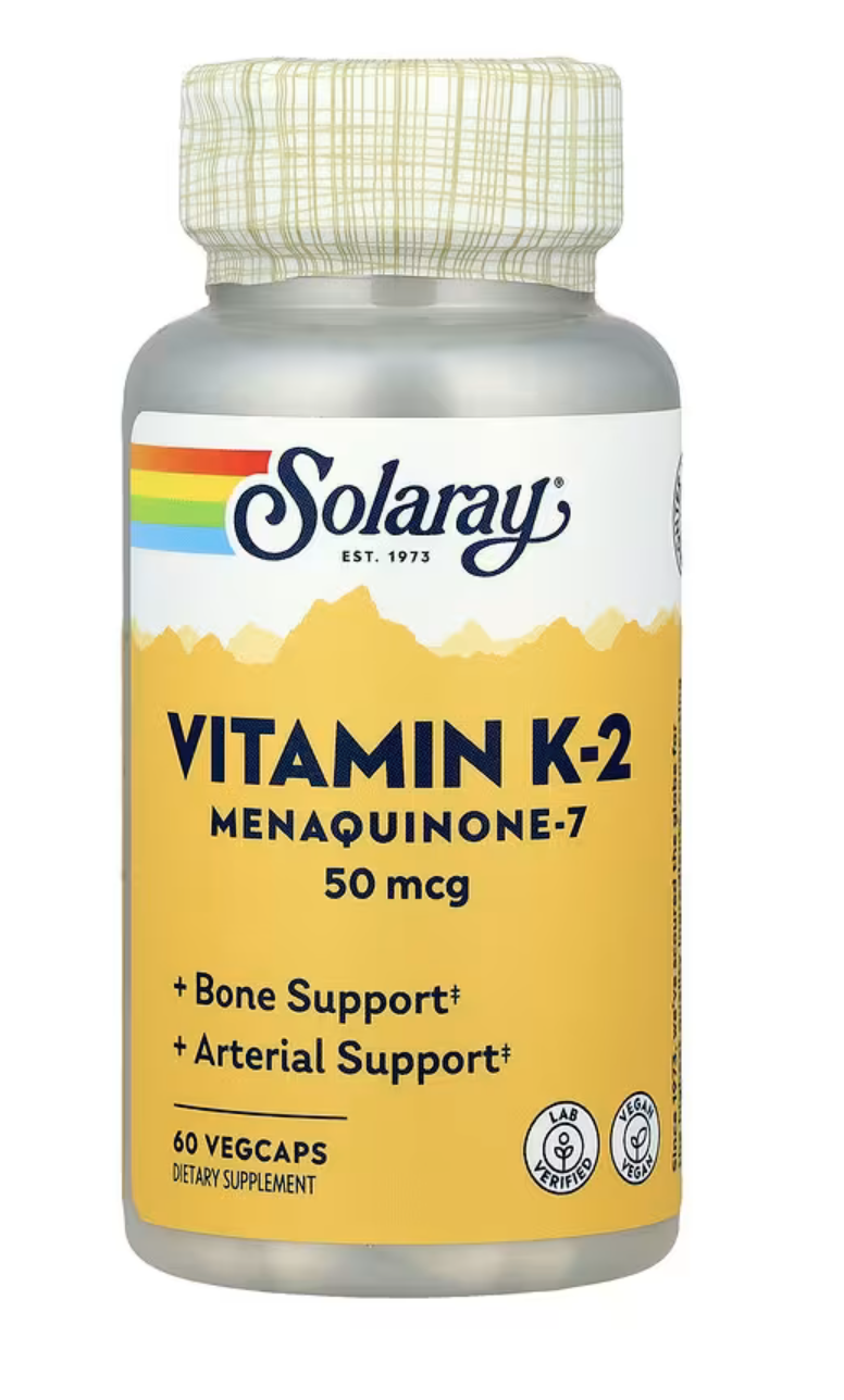 Solaray Витамин K-2 Менахинон-7, Vitamin K-2 Menaquinone-7, 50 мкг, 60 вег. капсул 