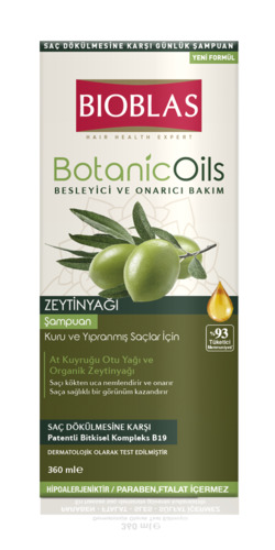 BIOBLAS Botanic oils olive oil, шампунь с оливковым маслом для сухих и поврежденных волос 360 мл