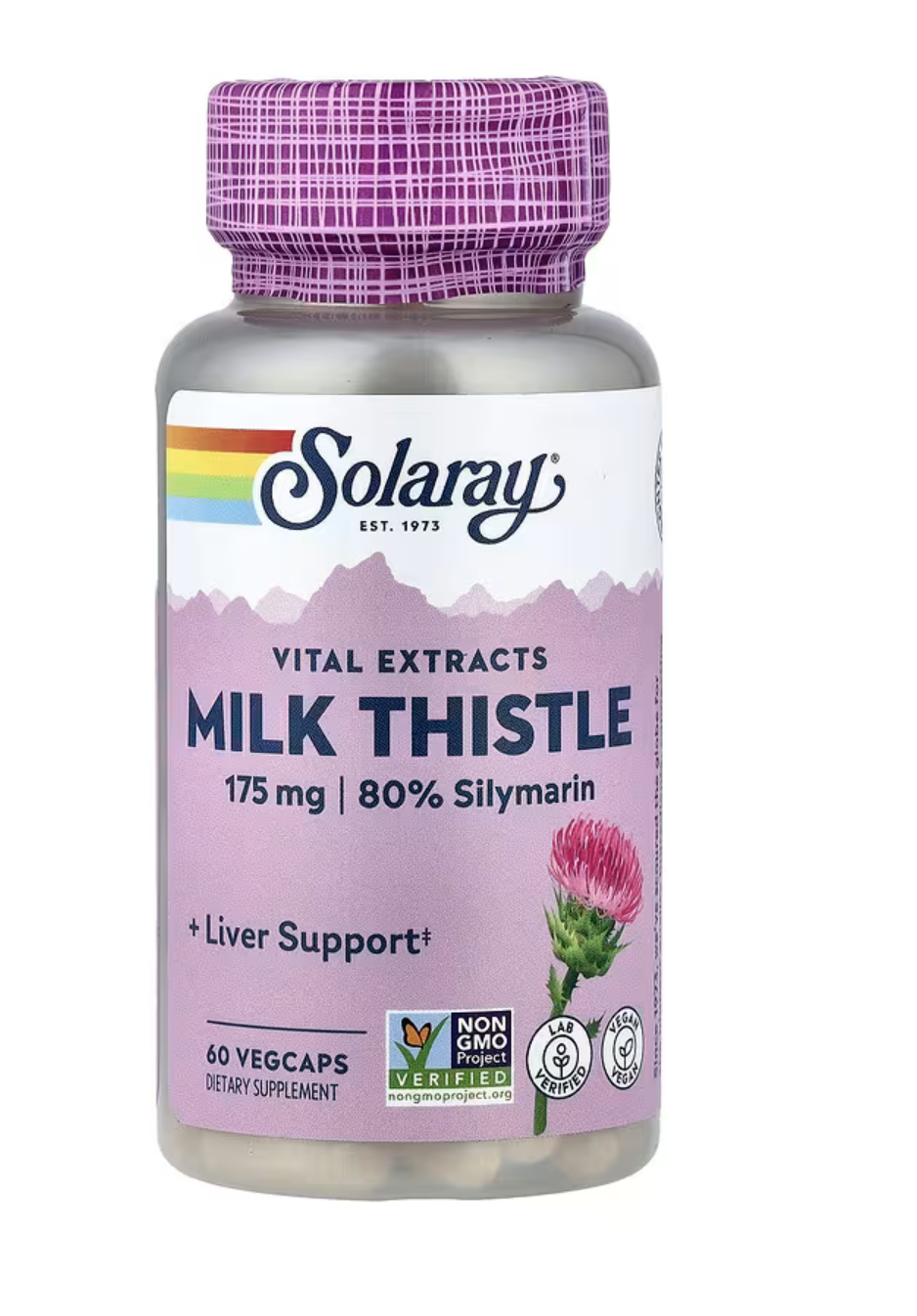 Solaray Экстракт Расторопши, Milk Thistle Extracts 175 мг,60 вег. капсул 