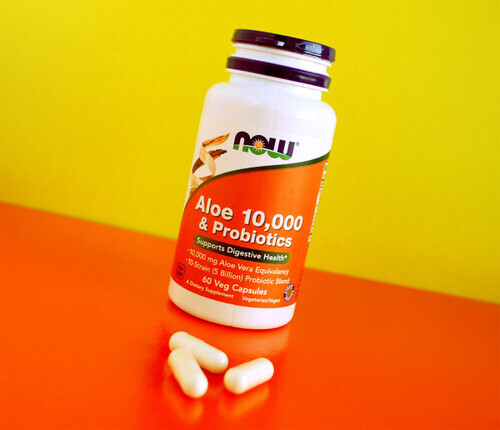 Now Foods, Aloe Vera 10,000 & Probiotics, 60 капсул