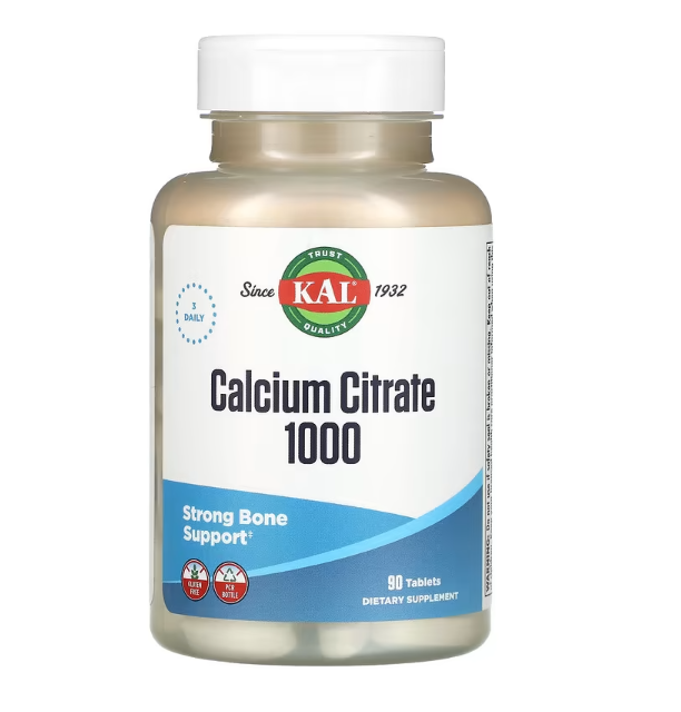 KAL, Calcium Citrate, Цитрат Кальция 1000 мг, 90 таблеток  