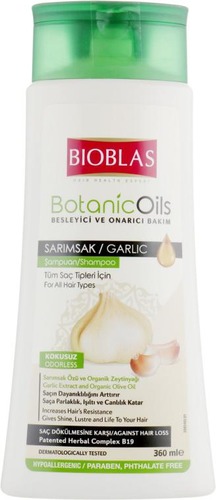 BIOBLAS Шампунь с маслом черного чеснока против выпадения волос, Botanic oils garlic 360 мл