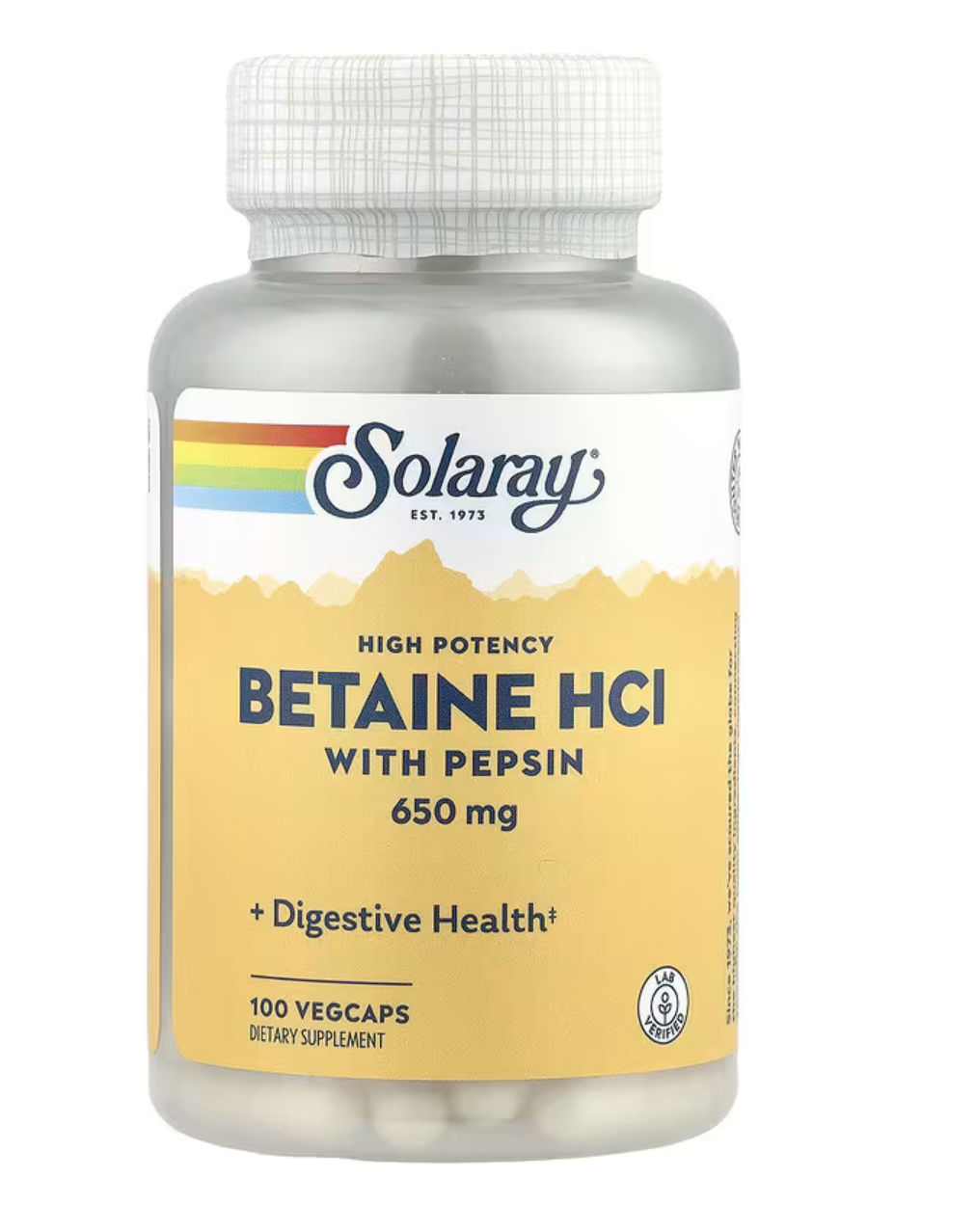 Solaray Бетаин HCl с Пепсином, Betaine HCl with Pepsin 100 вег. капсул в Казахстане