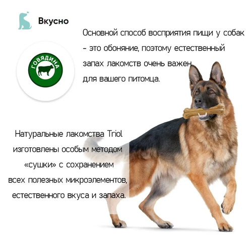 Triol, Косточка жевательная из сыромятной кожи, DENTAL, 12,5см, 50г, 1шт