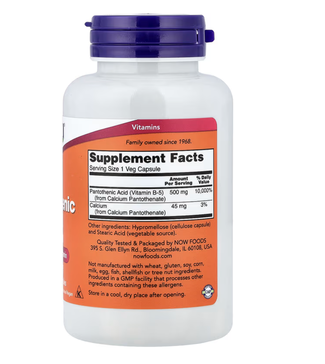 Now Foods Пантотеновая кислота 500 мг, 100 капсул 