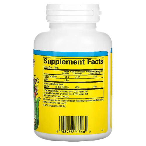 Natural Factors Big Friends, жевательный витамин D3 с ягодным вкусом 400 МЕ, 250 жевательных капсул 