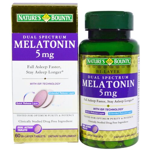 Nature's Bounty, Мелатонин 5 мг 60 двухслойных таблеток