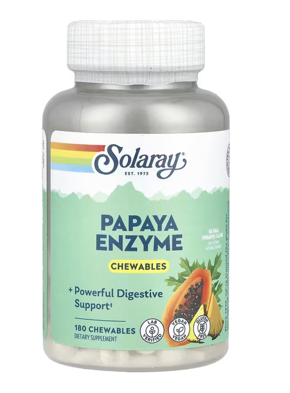 Solaray Папайя, Papaya Enzyme со вкусом мяты, 180 жев. таблеток в Казахстане