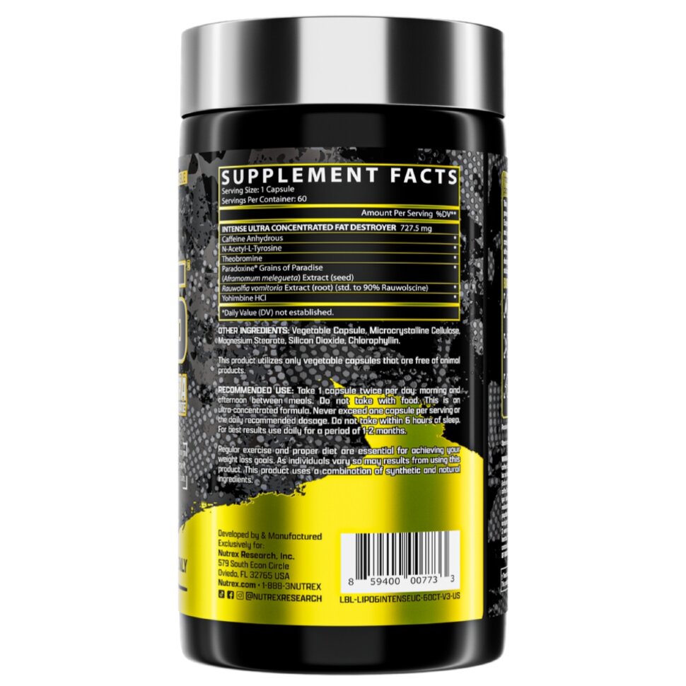 Nutrex Жиросжигатель, Lipo 6 Black Intence, Ultra Concentrate, 60 капсул