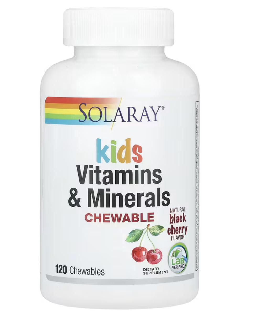 Solaray Комплексные Витамины для Детей с 3 лет, Kids' Vitamins & Minerals 120 жев/таб 