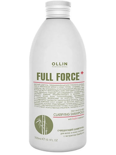 OLLIN Professional Full Force Очищающий шампунь для волос и кожи головы с экстрактом бамбука, 300 мл