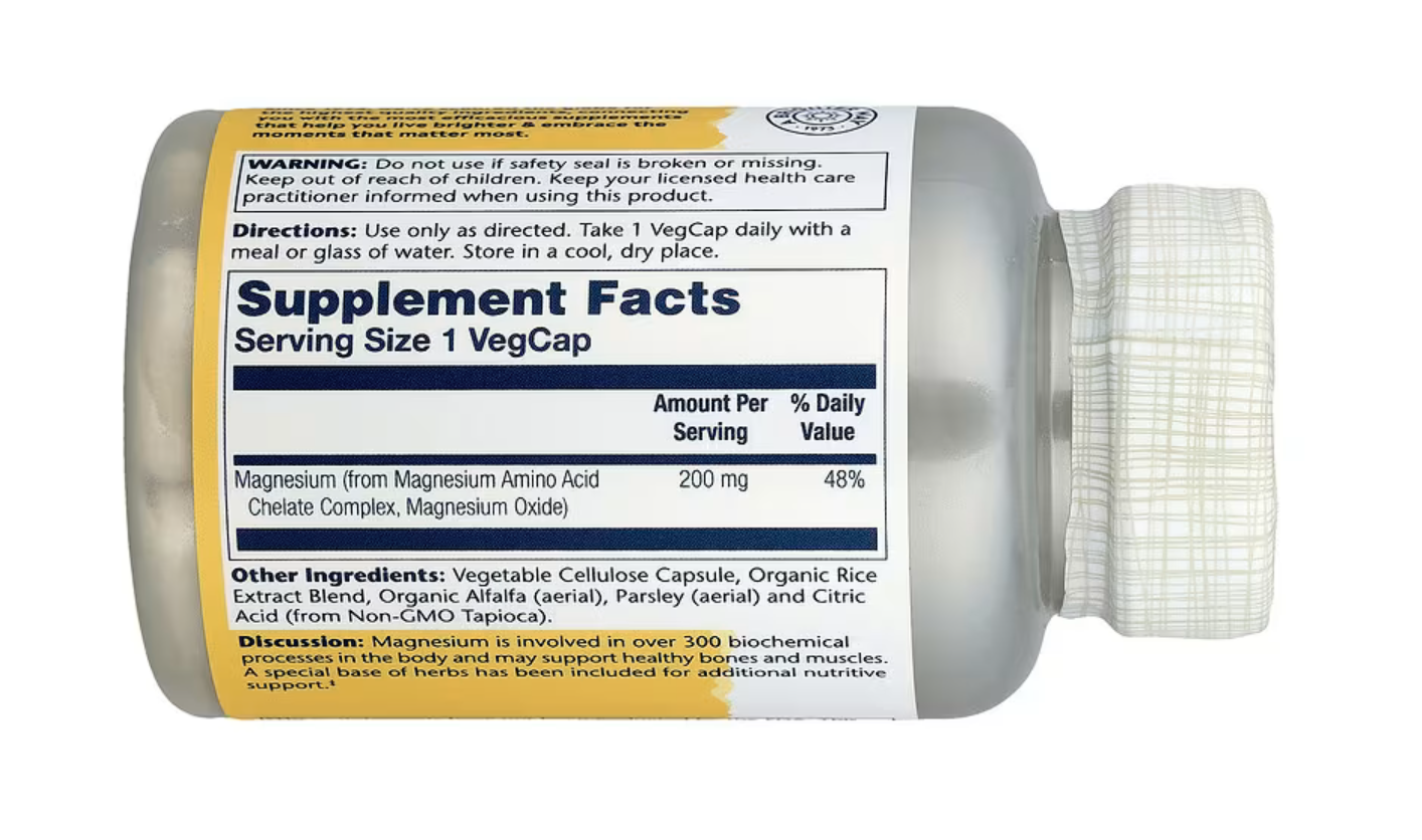 Solaray Комплекс Магния, Magnesium 200 мг, 100 вег. капсул