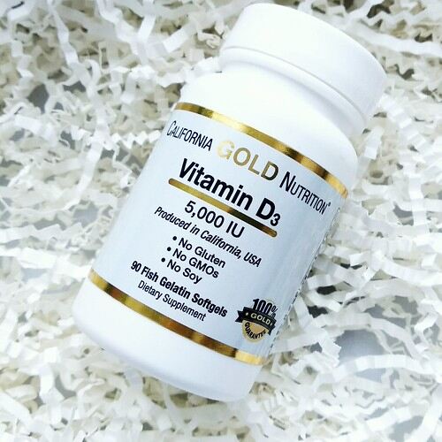 California Gold Nutrition Витамин D3, 5000 IU, 90 капсул