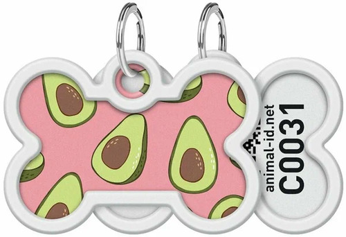 WAUDOG, Адресник Smart ID c QR-паспортом, Металл, Рисунок "Авокадо 2", Кость, 40*28 мм 