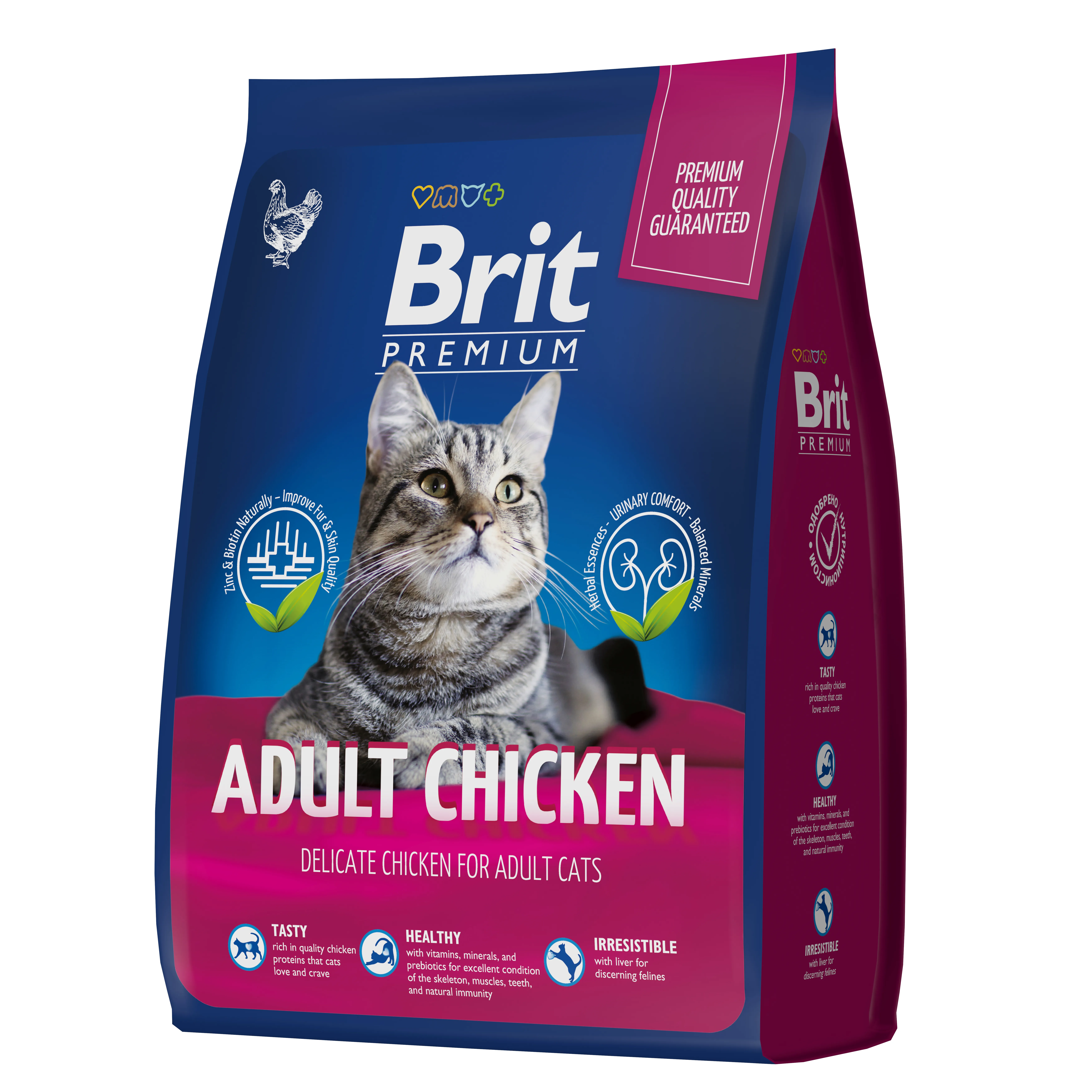 Brit Premium, Сухой корм для взролых кошек со вкусом курицы, 400 г 