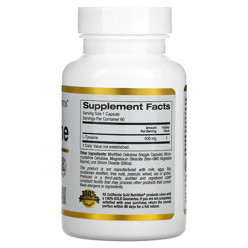 California Gold Nutrition, L-тирозин, 500 мг 60 растительных капсул