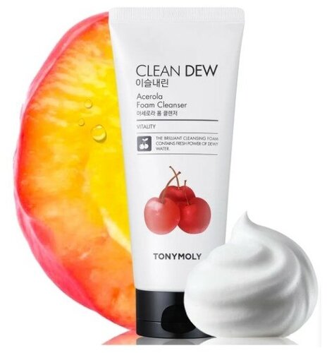 Tony Moly Clean Dew Acerola Foam Cleanser, Пенка для умывания экстрактом ацеролы 180 мл