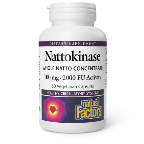 Natural Factors Наттокиназа 100 мг, 60 вегетарианских капсул