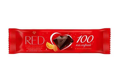 RED Delight Темный шоколад с пониженной калорийностью С апельсином и миндалем, 26 гр