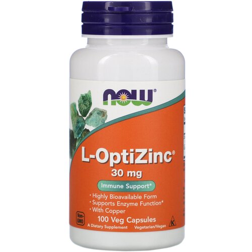 Now Foods Цинк 30 мг + Медь 0,3 мг, L-OptiZinc 100 капсул