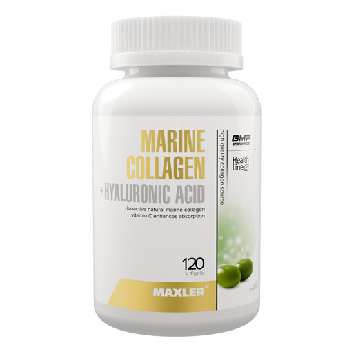 Maxler Коллаген Морской + Гиалуроновая кислота, Marine Collagen 120 капсул