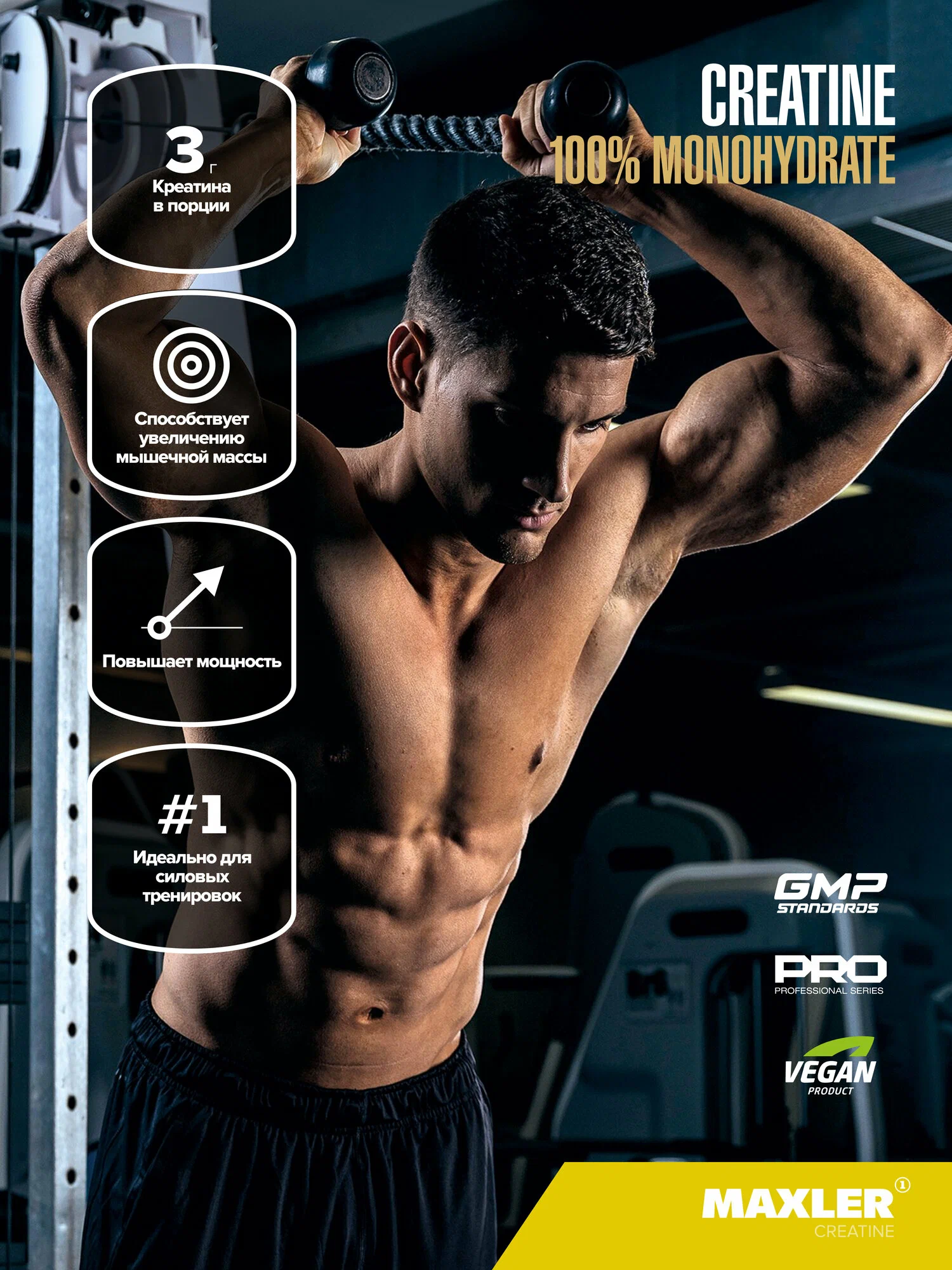 Maxler Креатин моногидрат, Creatine 500 гр (банка)